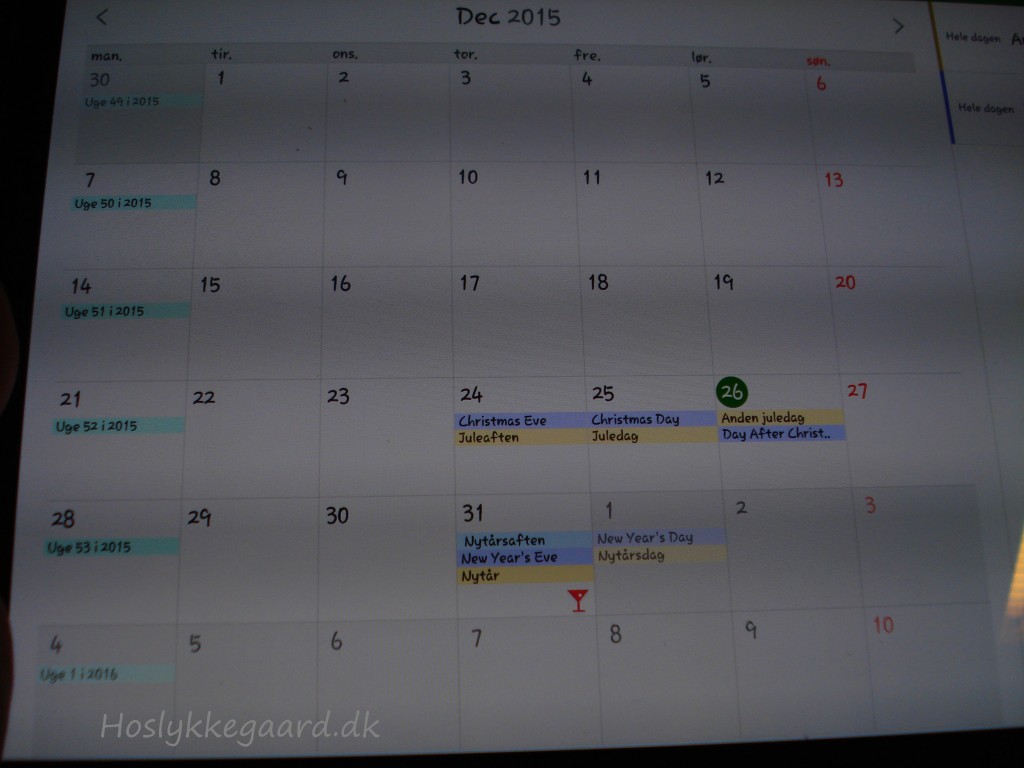 Kalender på tableten